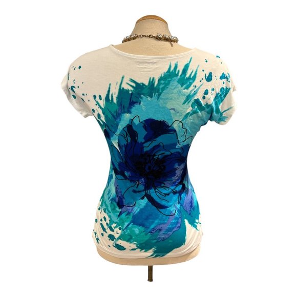 APT. 9 Tee Shirt Size Small Beautiful Vibrant Colours with Bling 100% Rayon - Picture 6 of 11